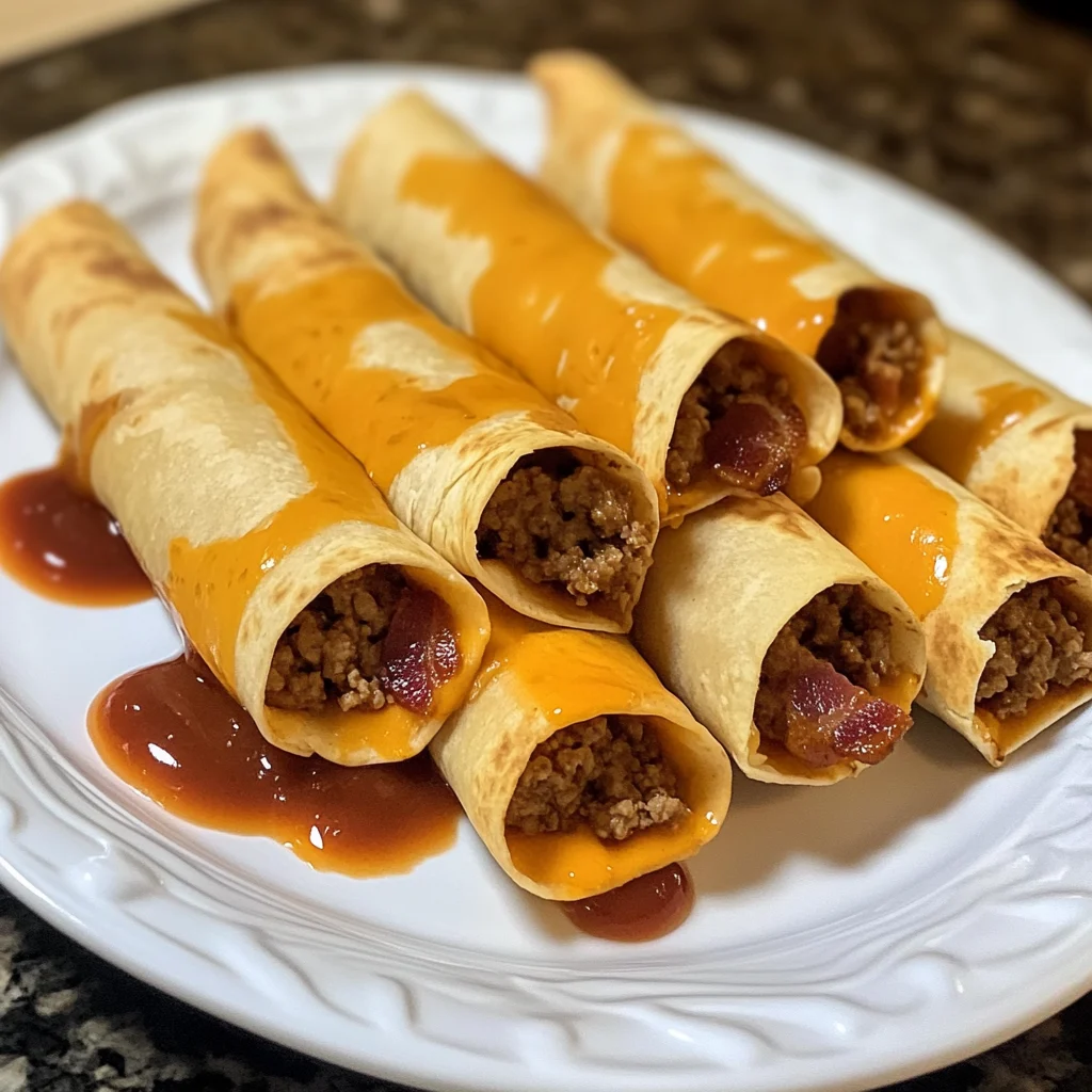 BBQ Bacon Cheeseburger Taquitos Recipe