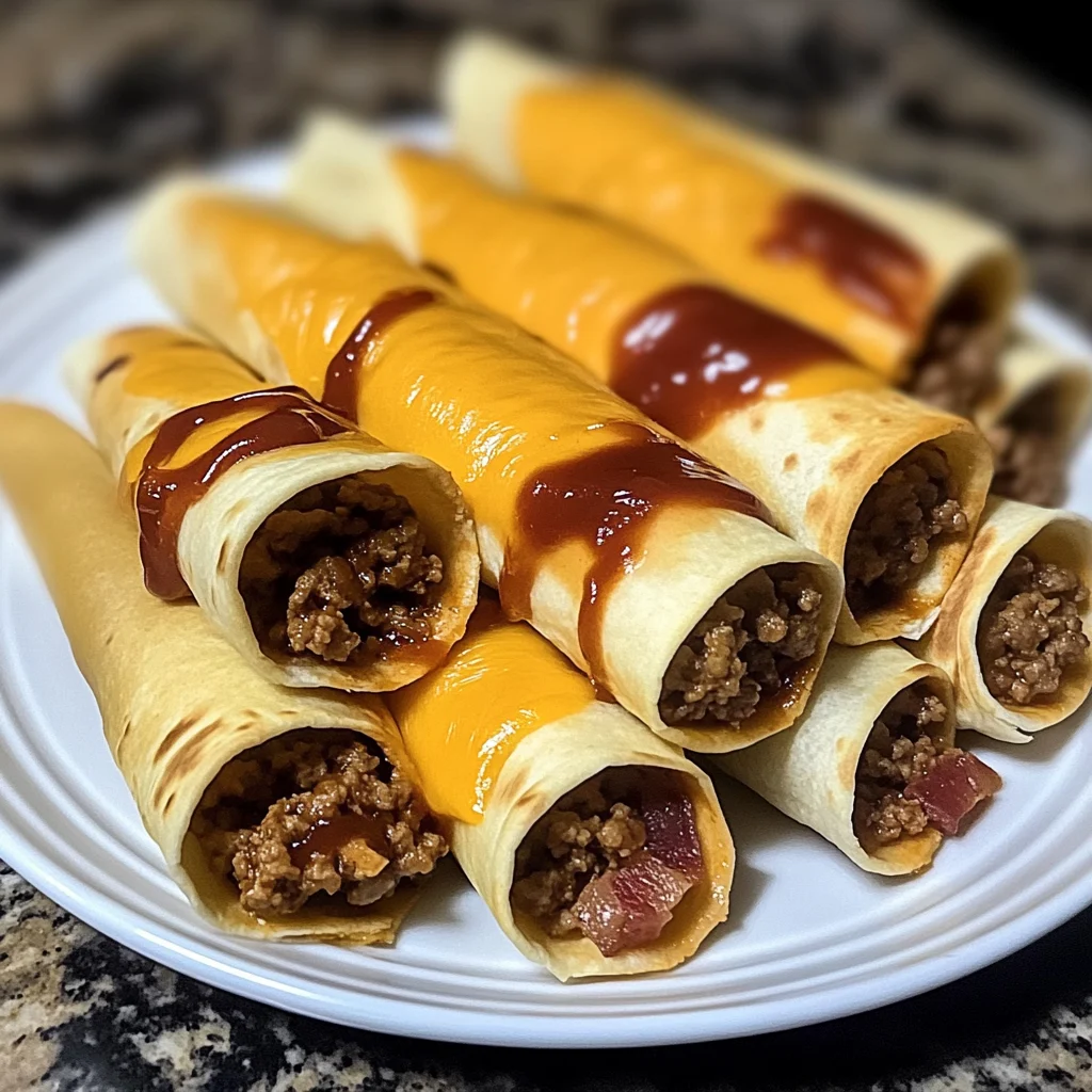 BBQ Bacon Cheeseburger Taquitos Recipe