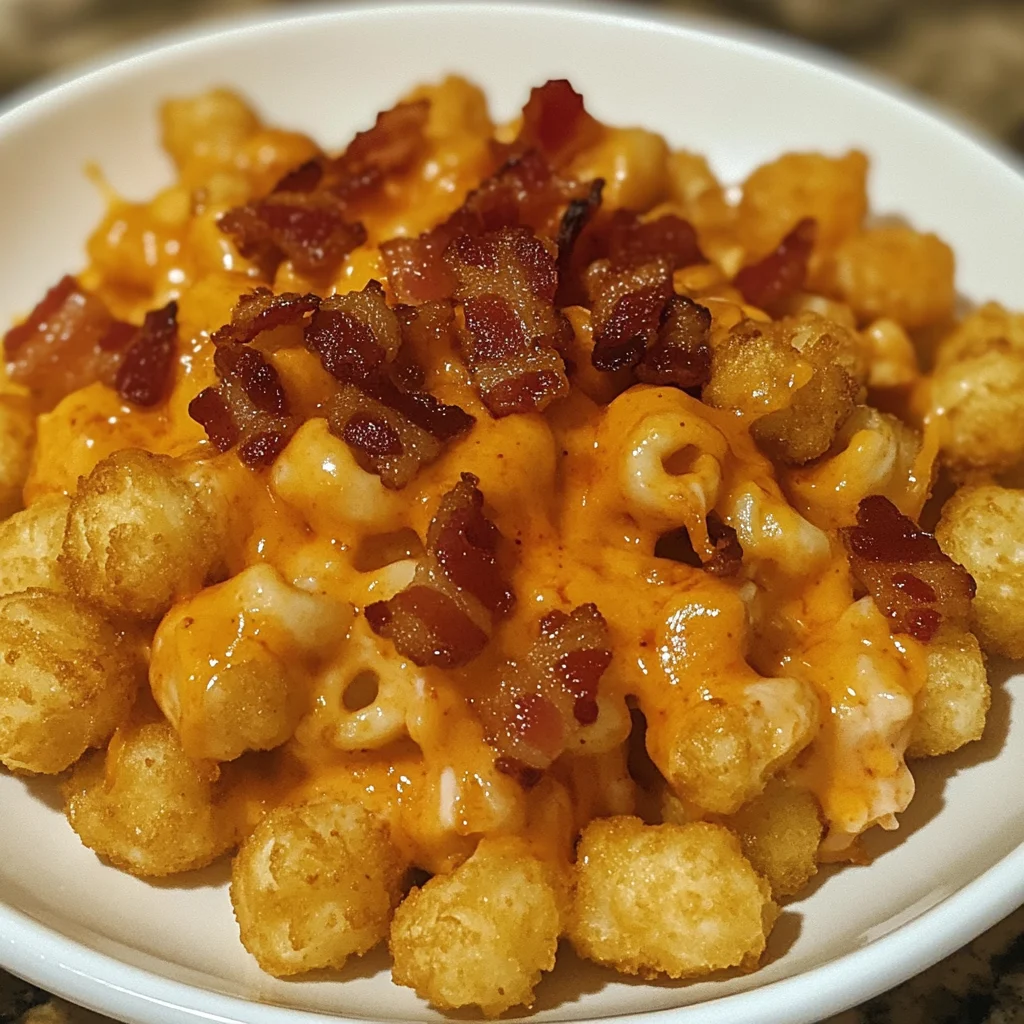 BBQ Bacon Mac and Cheese Loaded Tots Recipe