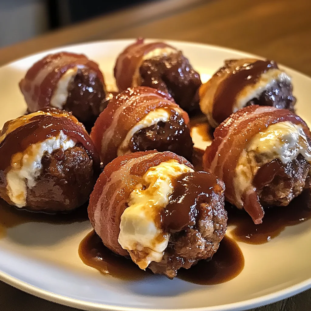 BBQ Bacon Wrapped Cheese Stuffed Meatballs Recipe