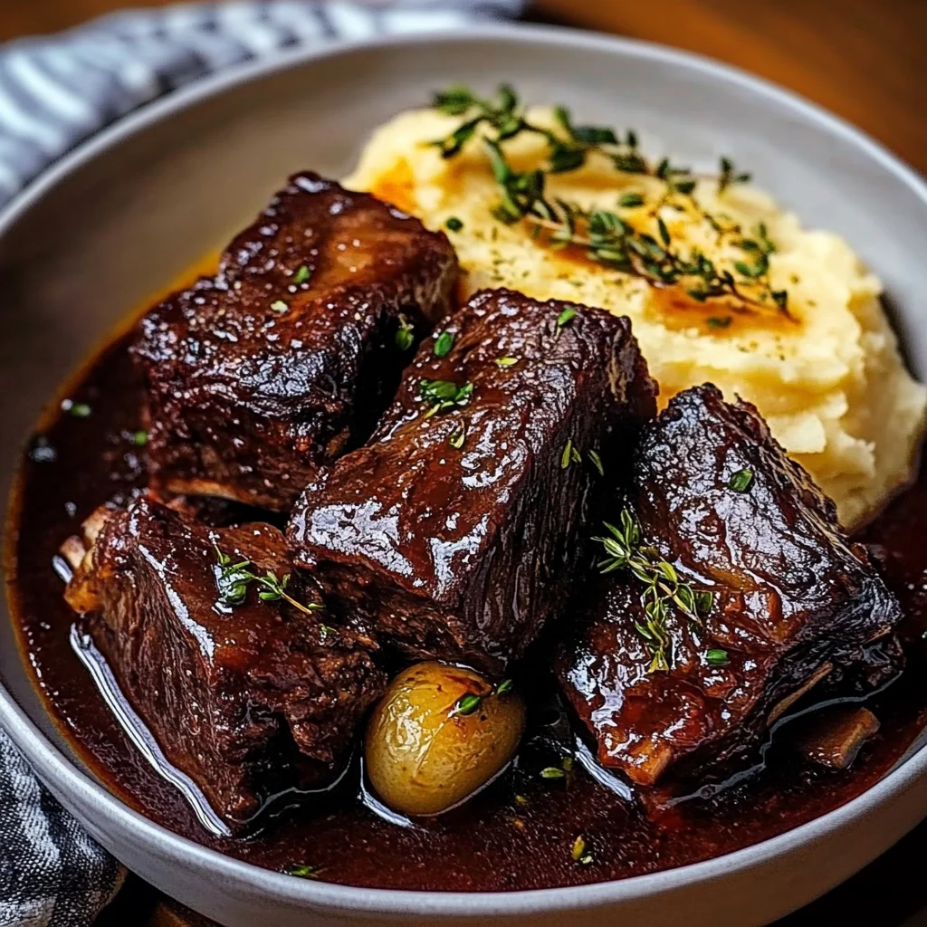 Tender Braised Short Ribs with Garlic Mashed Potatoes