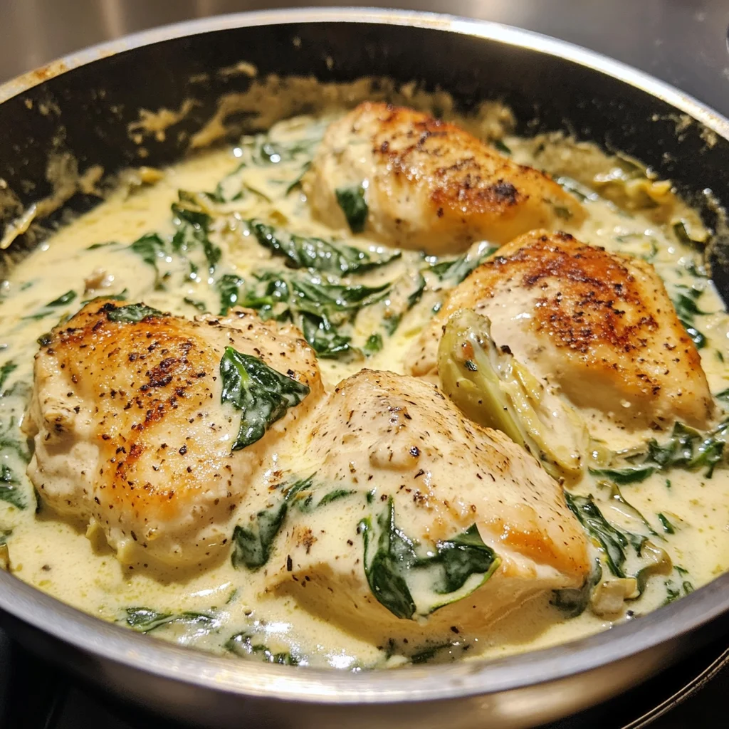Creamy Spinach Artichoke Chicken Recipe