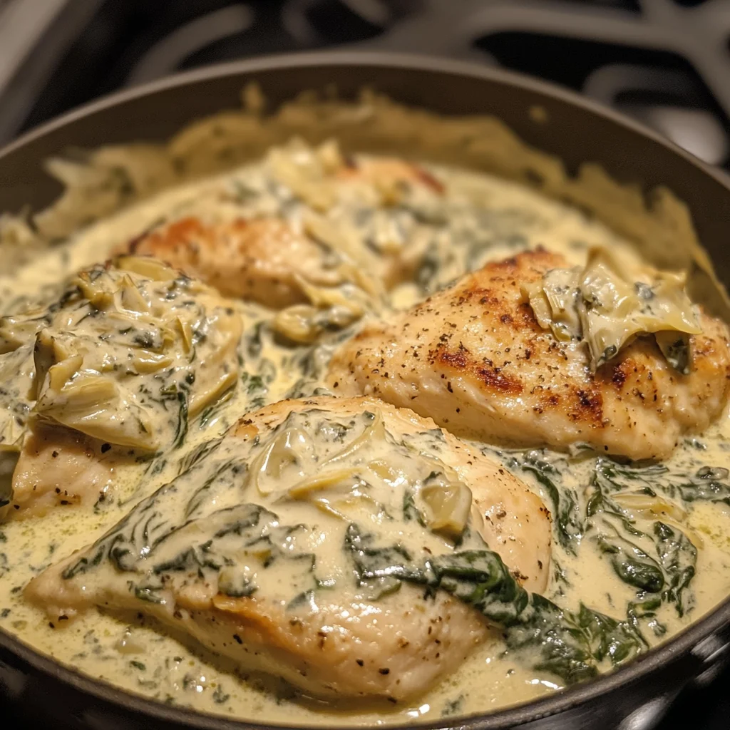 Creamy Spinach Artichoke Chicken Recipe