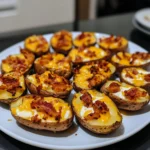 Crispy Bacon & Cheese Stuffed Potato Skins Recipe 3 Crispy Bacon & Cheese Stuffed Potato Skins Recipe