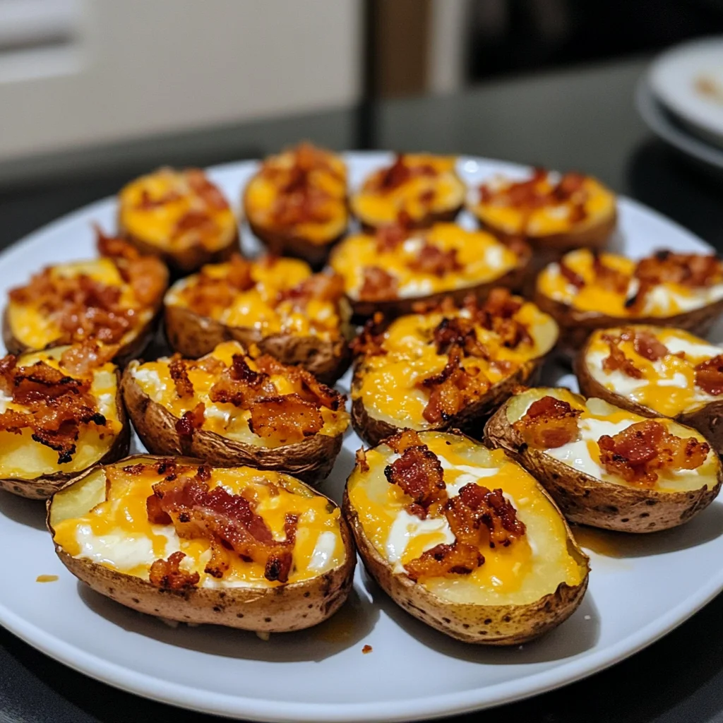 Crispy Bacon & Cheese Stuffed Potato Skins Recipe