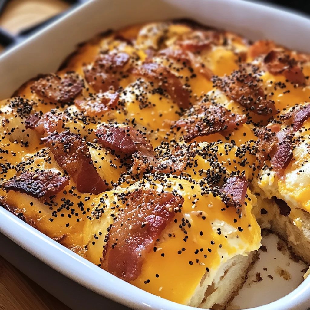 Everything Bagel Cheddar Bacon Breakfast Casserole Recipe 5 Everything Bagel Cheddar Bacon Breakfast Casserole Recipe