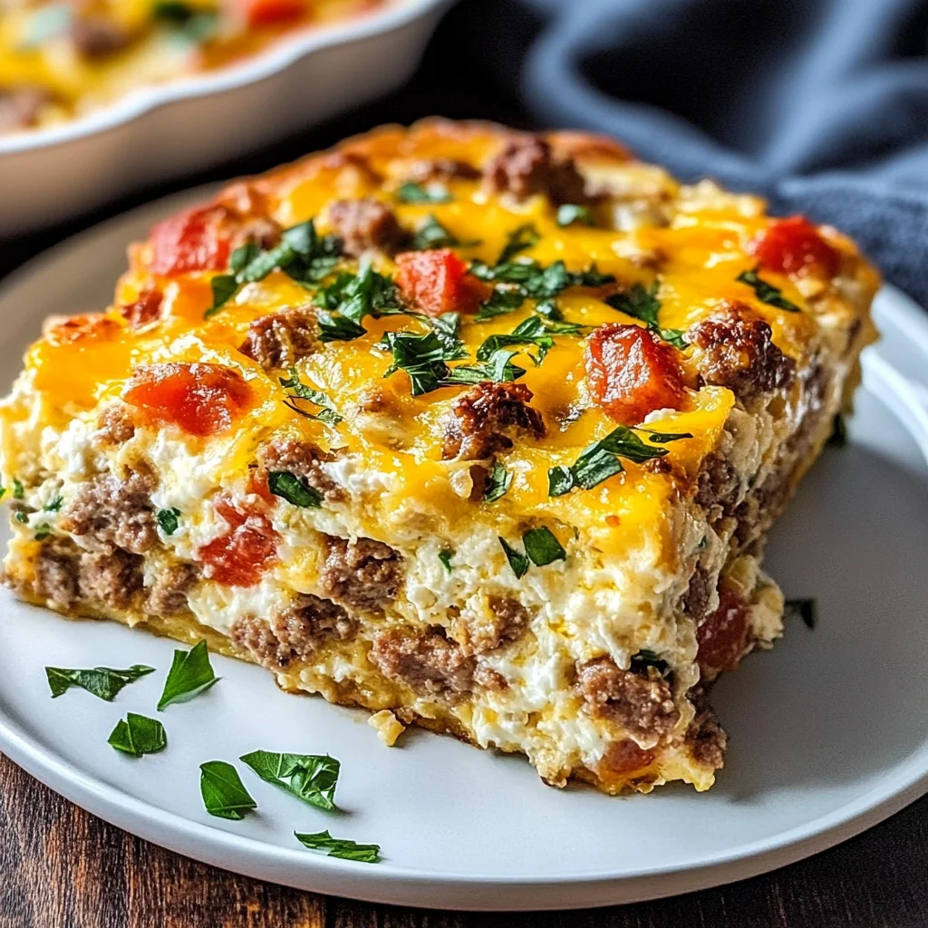 High-Protein Cottage Cheese & Turkey Sausage Breakfast Casserole