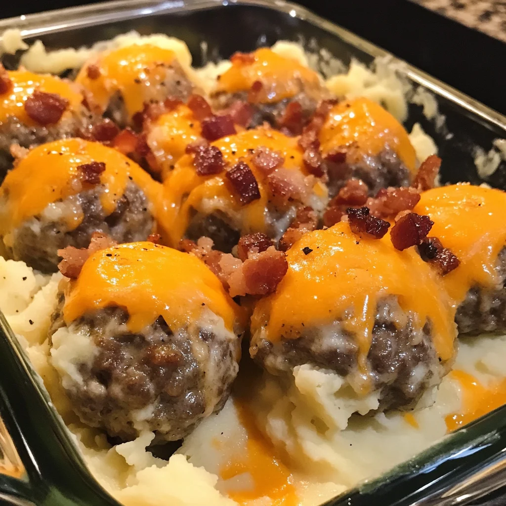 Loaded Mashed Potato Stuffed Meatballs Recipe