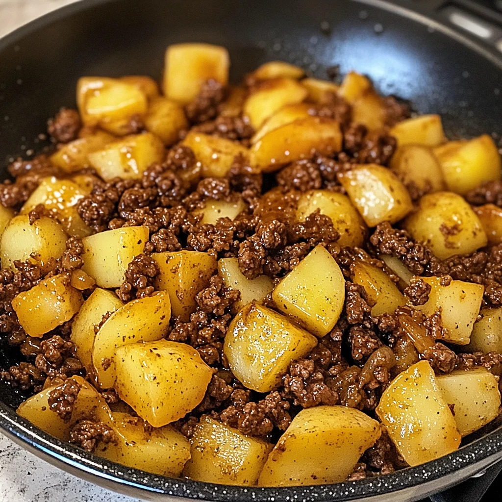 One-Pan Honey Garlic Beef & Cheesy Potatoes Recipe