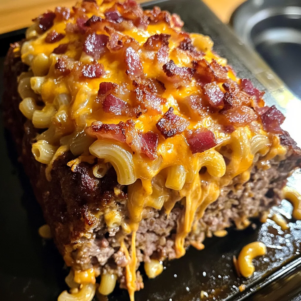 Smoky Bacon Mac & Cheese Stuffed Meatloaf Recipe