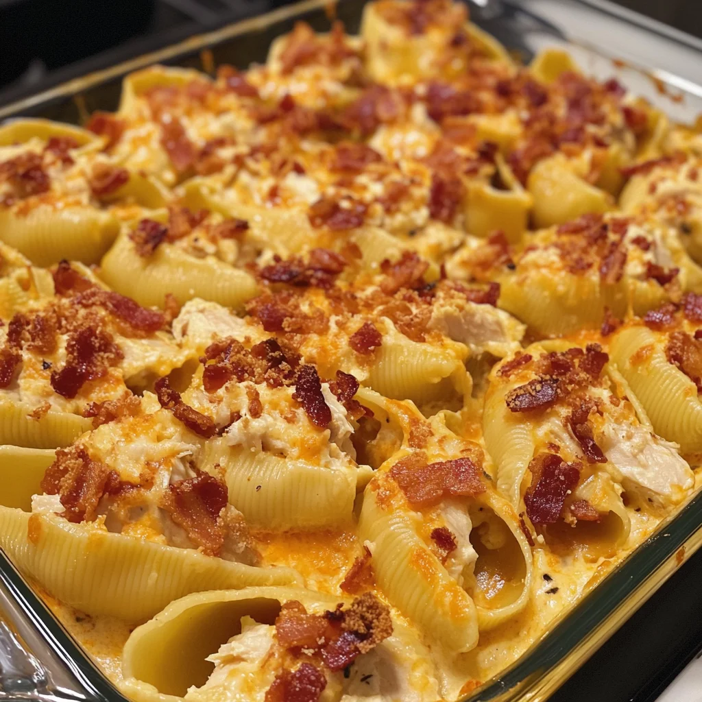 Smoky Buffalo Bacon Mac and Cheese Stuffed Shells Recipe