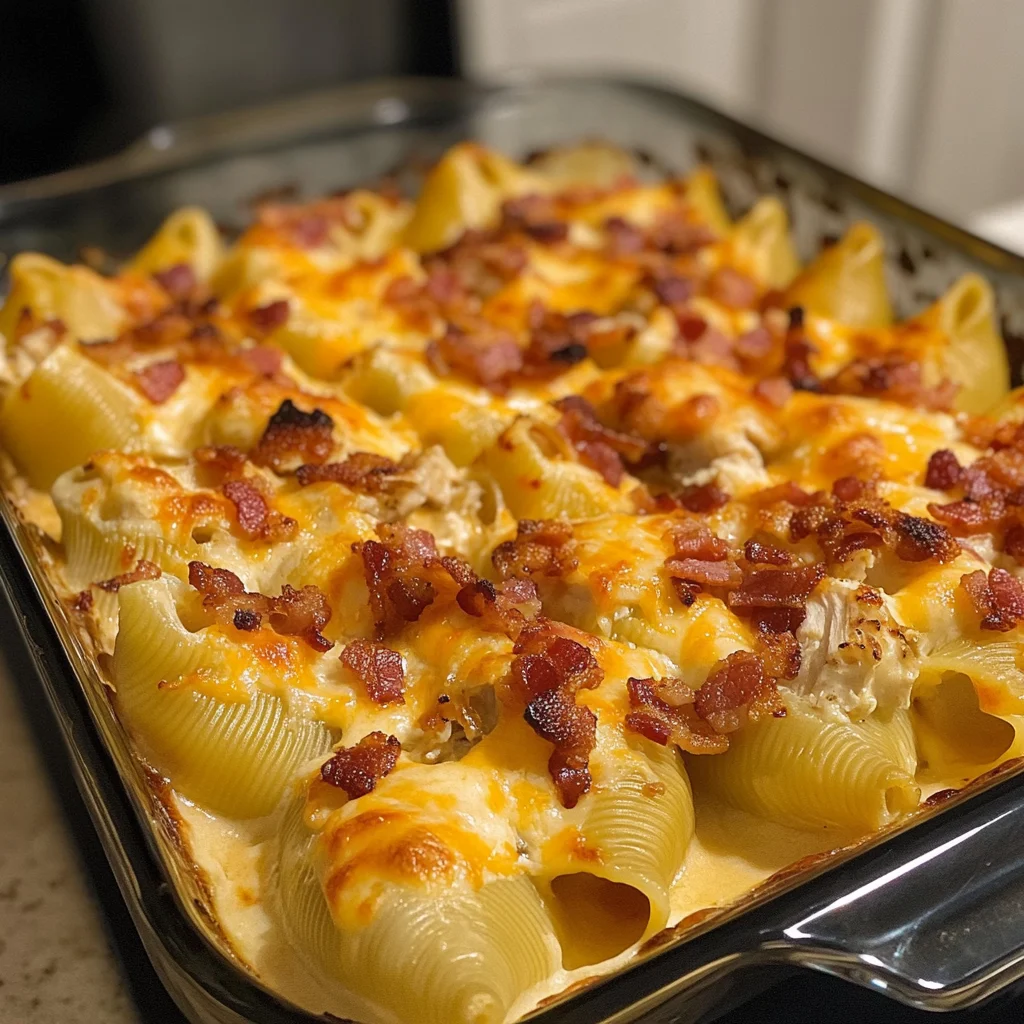 Smoky Buffalo Bacon Mac and Cheese Stuffed Shells Recipe