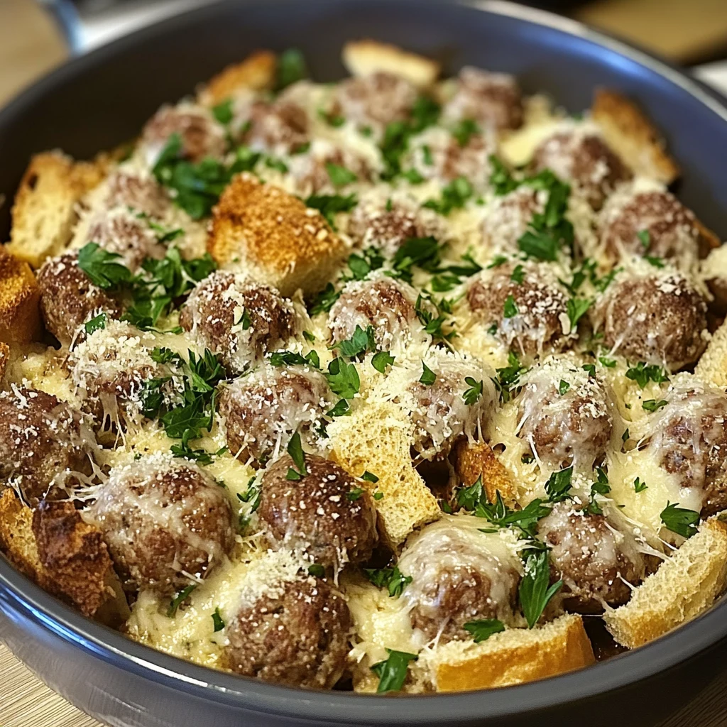 Ultimate Cheesy Garlic Bread Meatball Bake Recipe