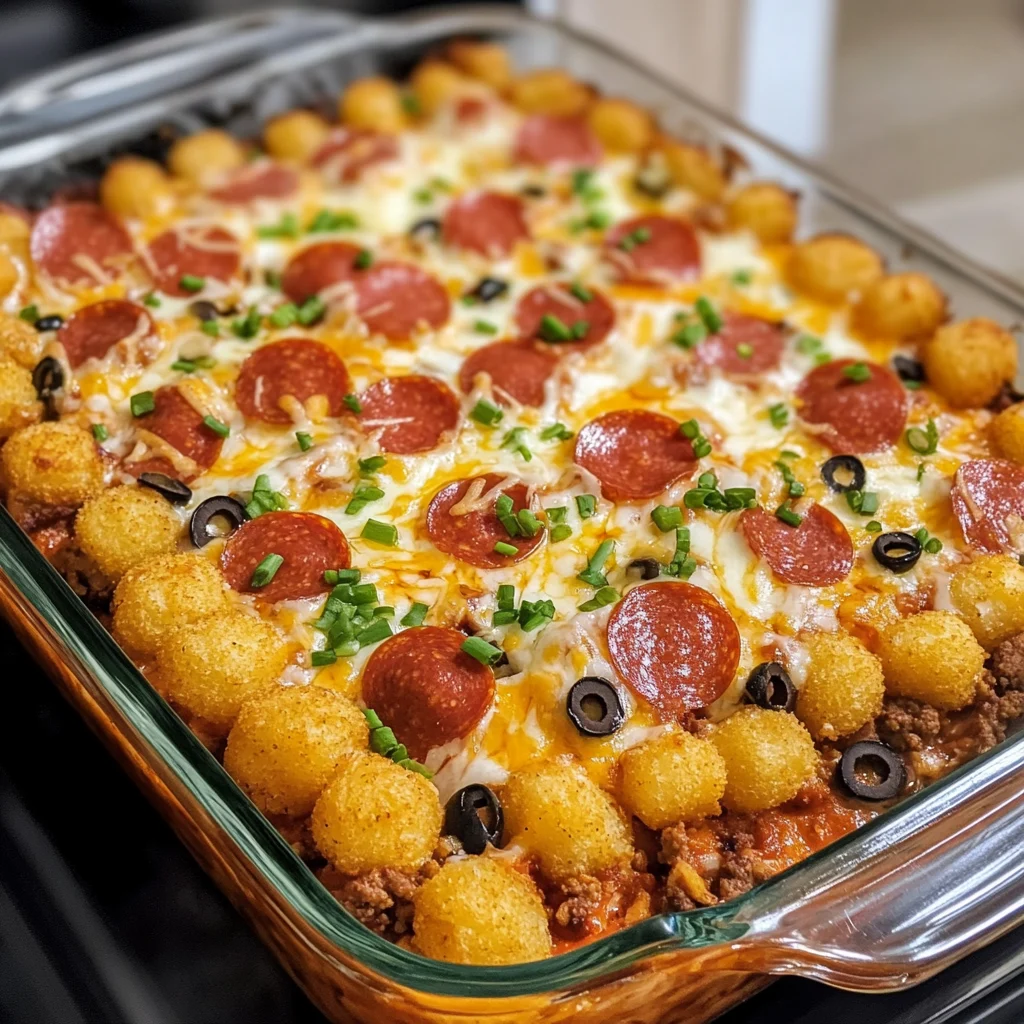Ultimate Loaded Tater Tot Pizza Casserole Recipe