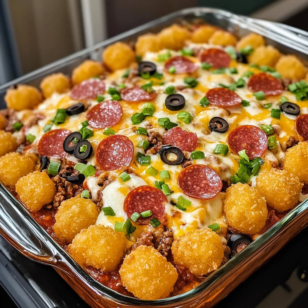 Ultimate Loaded Tater Tot Pizza Casserole Recipe