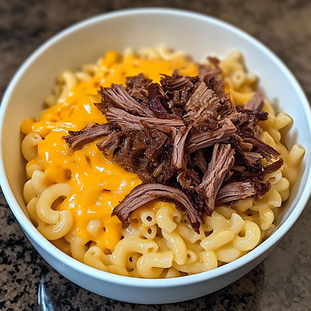 BBQ Brisket Mac & Cheese Bowl – Smoky, Cheesy, Comfort in Every Bite 5 BBQ Brisket Mac & Cheese Bowl with toppings