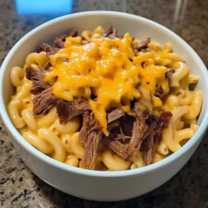 BBQ Brisket Mac & Cheese Bowl with toppings
