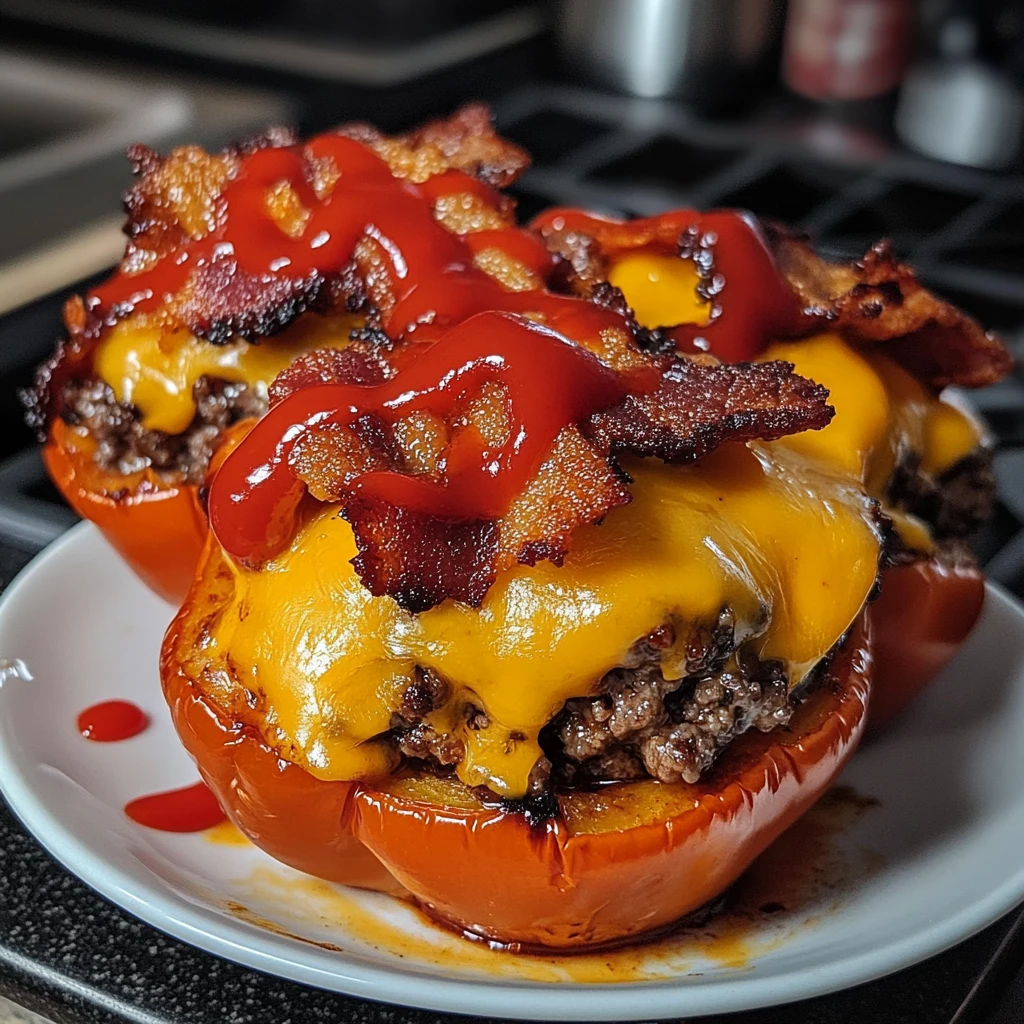 Easy Bacon Cheeseburger Stuffed Peppers Recipe