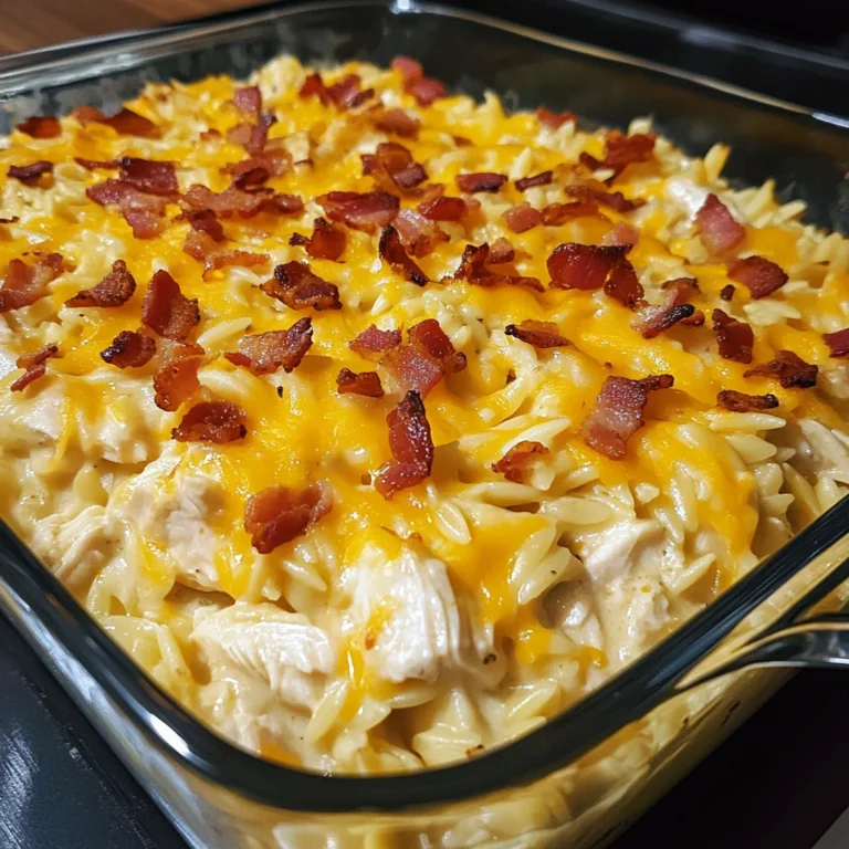 Easy Creamy Bacon Ranch Chicken and Orzo Casserole