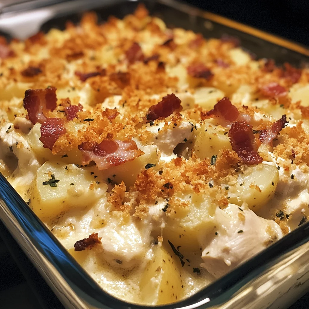 Creamy Chicken Bacon Ranch Potato Casserole 30 Minutes Easy Delicious