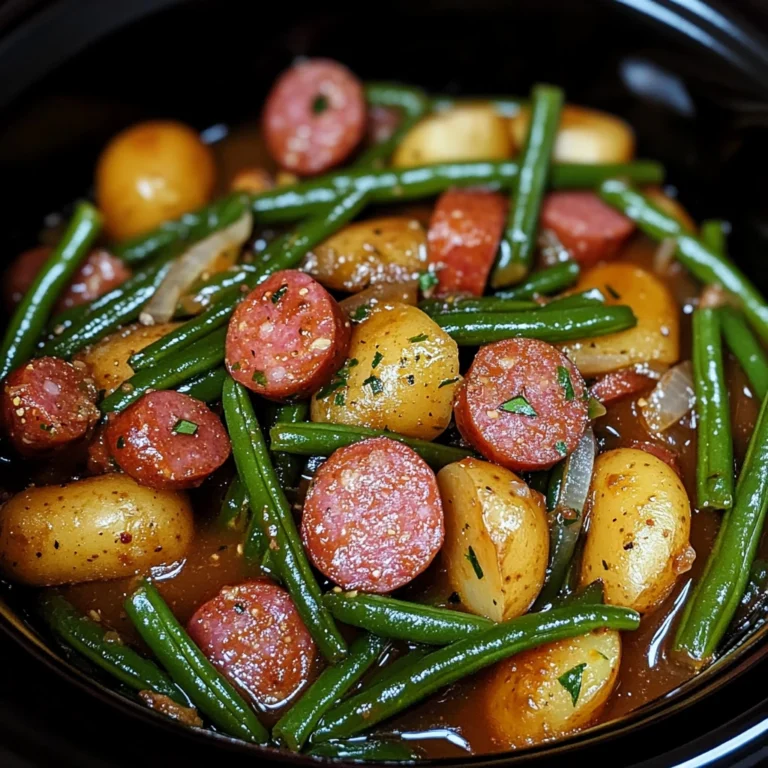 Crockpot Kielbasa and Green Beans 7 Ingredients Easy Delicious