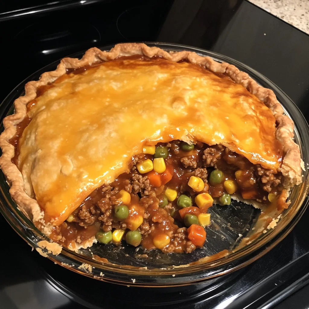 Deep Dish BBQ Cheeseburger Pie: Bold, Cheesy, and Baked to Perfection 5 Deep Dish BBQ Cheeseburger Pie in cast iron skillet