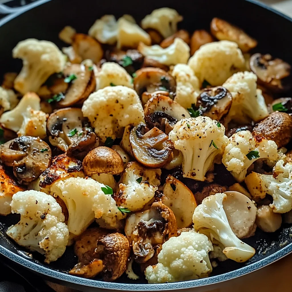 Garlic Cauliflower Mushroom Skillet – Quick Easy Dinner 5 Amazing Garlic Cauliflower Mushroom Skillet in 20 Min