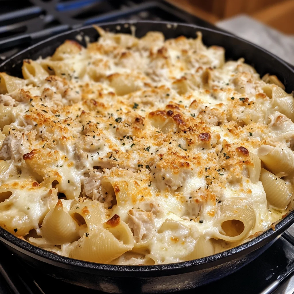 Easy One-Pot Chicken Alfredo Stuffed Shell Skillet Meal 5 Easy One-Pot Chicken Alfredo Stuffed Shell Skillet Meal