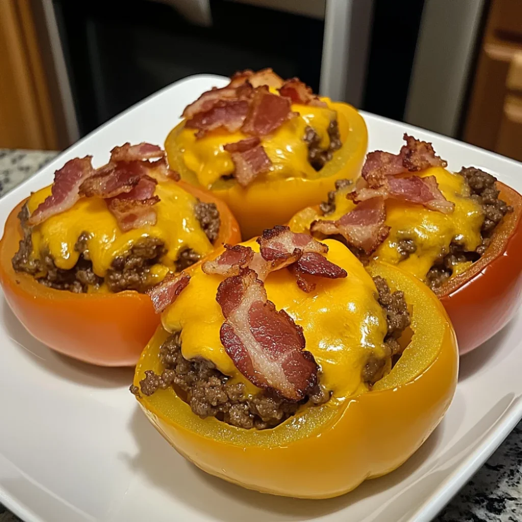 How to Make Stuffed Bacon Cheeseburger Peppers at Home 5 Stuffed Bacon Cheeseburger Peppers – Easy Low-Carb Dinner