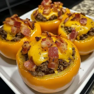 Stuffed Bacon Cheeseburger Peppers – Easy Low-Carb Dinner