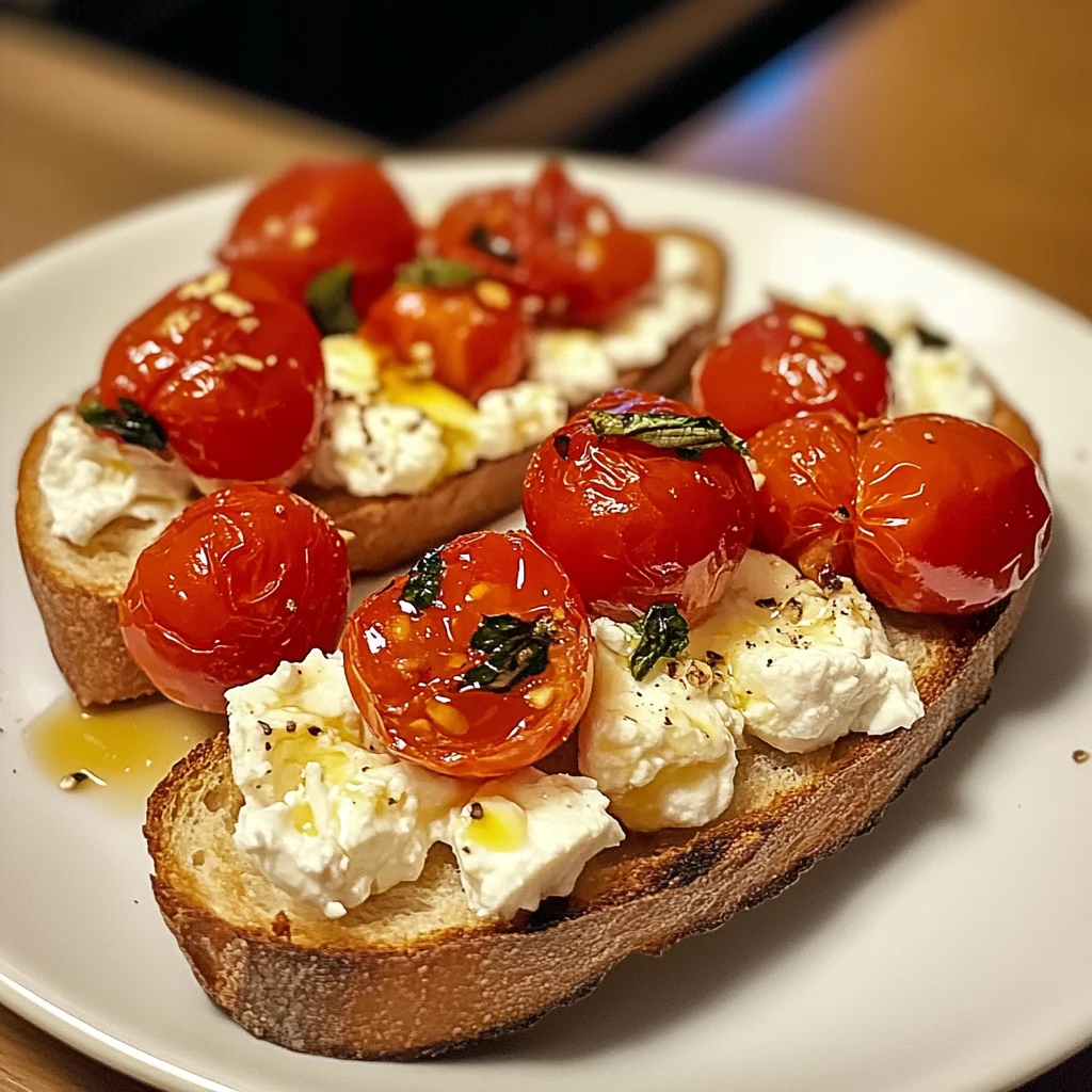 Whipped Feta & Roasted Tomato Bruschetta 4 Servings Easy Delicious