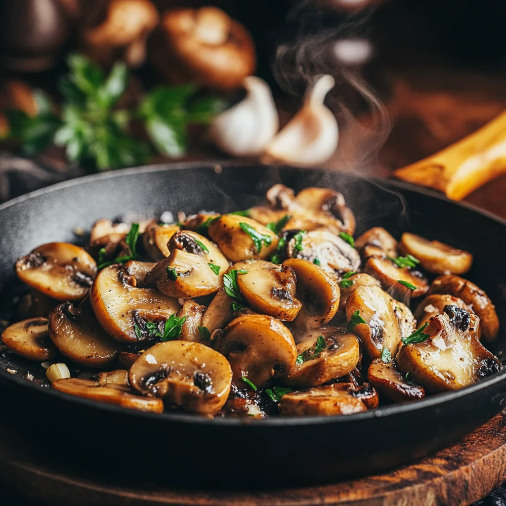 Loaded Truffle Mushroom Mac – The Ultimate Creamy, Earthy Comfort Food 7 Mushrooms sautéing in skillet for truffle mac
