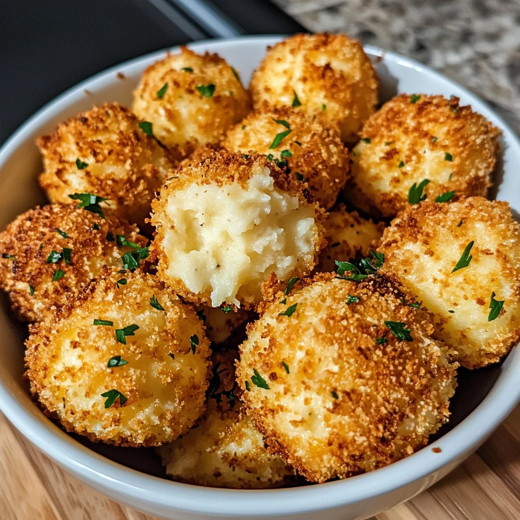 Discover the Ultimate Air Fryer Cheesy Mashed Potato Balls Recipe! 4 Air Fryer Cheesy Mashed Potato Balls 10 Minutes Easy Delicious