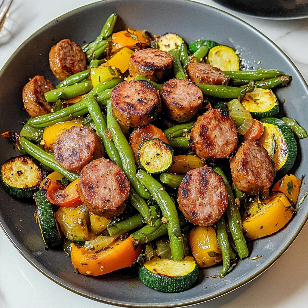 Air Fryer Sausage with Vegetables 30 Minutes Easy Delicious