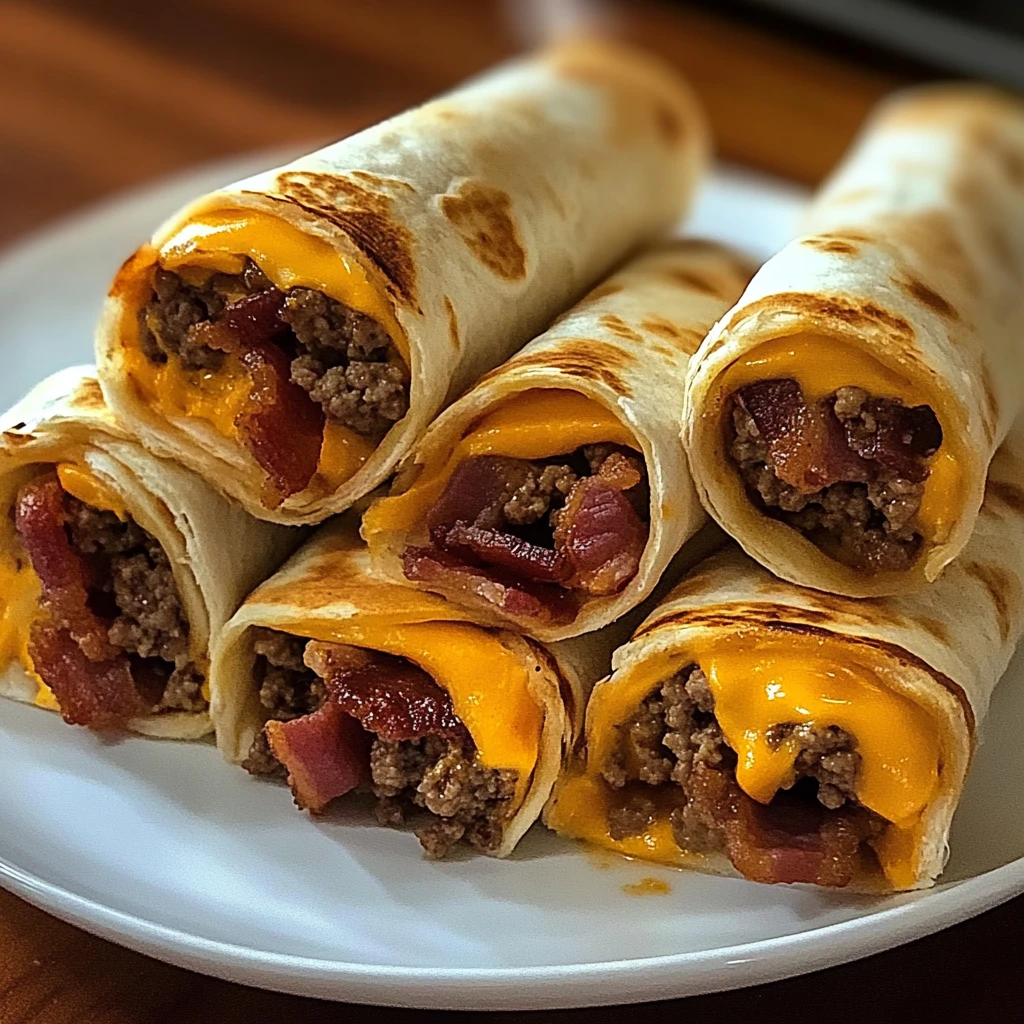 Bacon Cheeseburger Roll-Ups 4 Ingredients Awesome Delicious