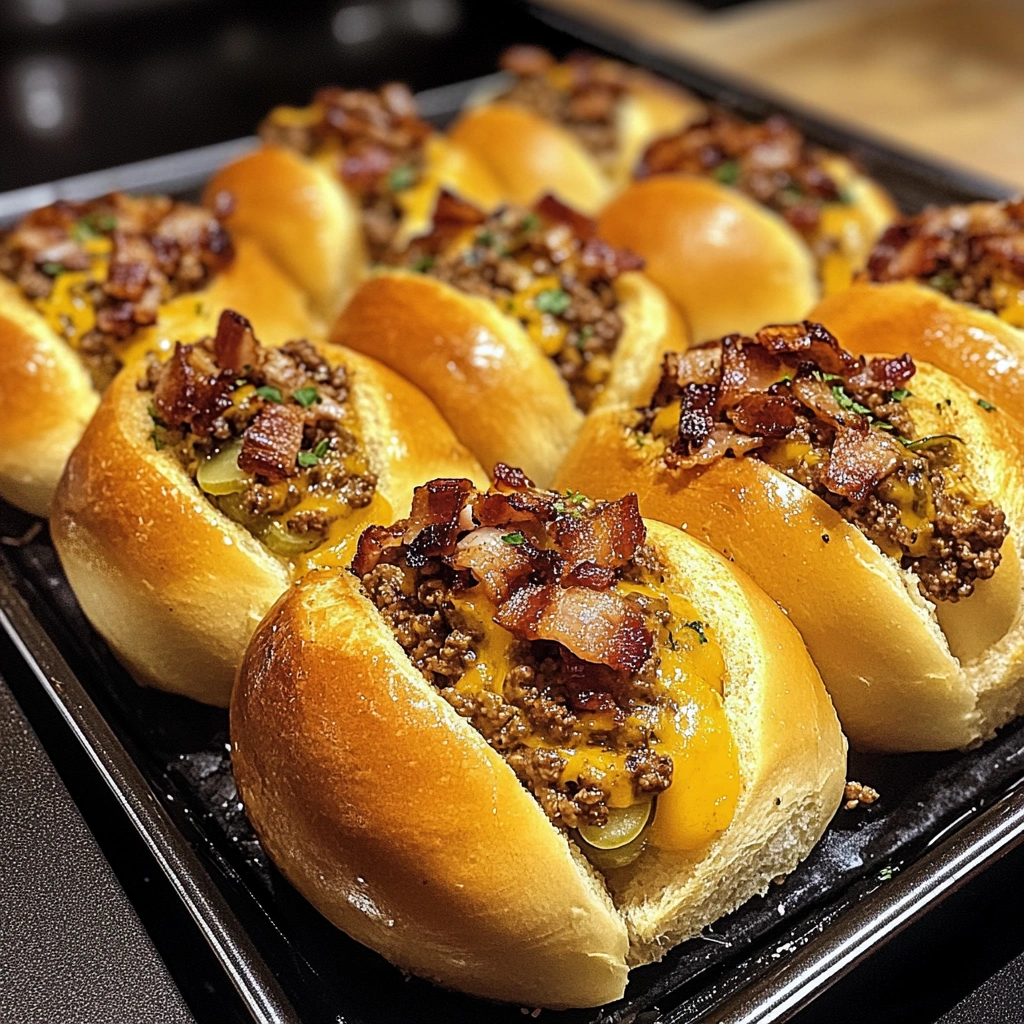 Indulge in Bacon Cheeseburger Stuffed Garlic Bread Bombs Today! 4 Bacon Cheeseburger Stuffed Garlic Bread Bombs