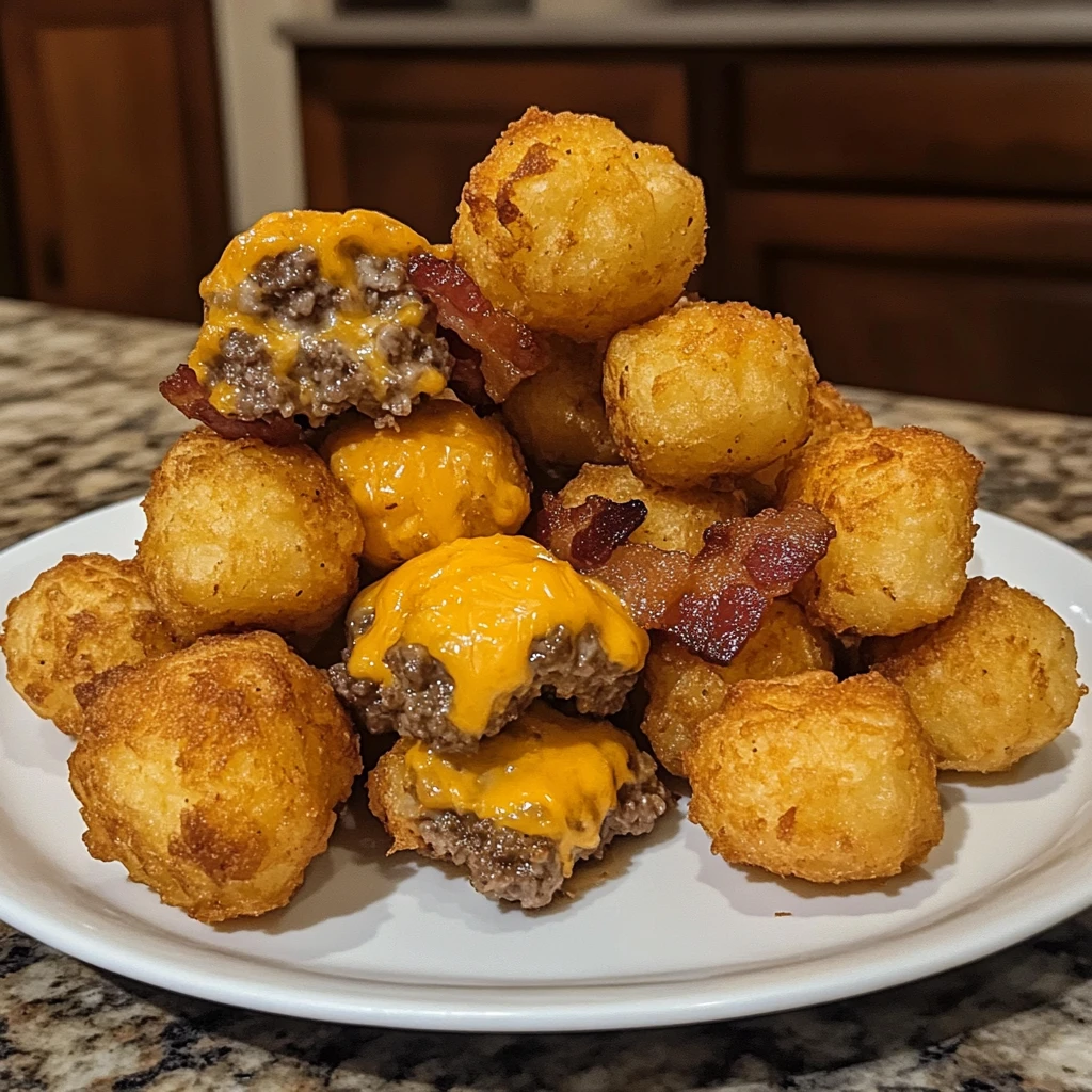 Indulge in Bacon Cheeseburger Tater Tot Bombs for a Fun Treat! 4 Bacon Cheeseburger Tater Tot Bombs 30 Minutes Ultimate Delicious
