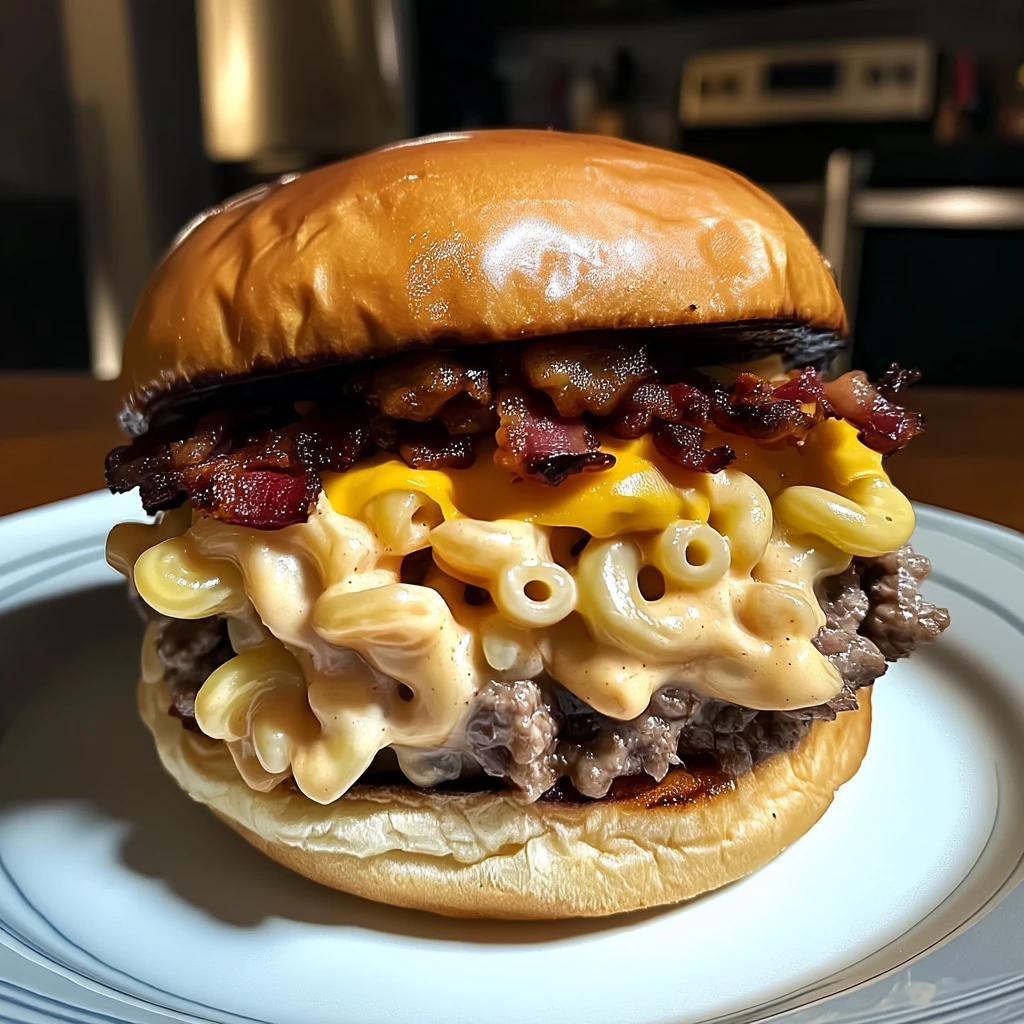 Bacon-Loaded Mac and Cheese Stuffed Burgers 4 Servings Awesome Delicious