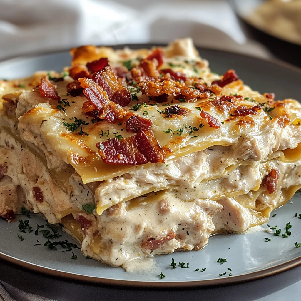 Indulge in Bacon Ranch Chicken Lasagna for a Flavorful Feast 4 Bacon Ranch Chicken Lasagna 4 Servings Ultimate Delicious