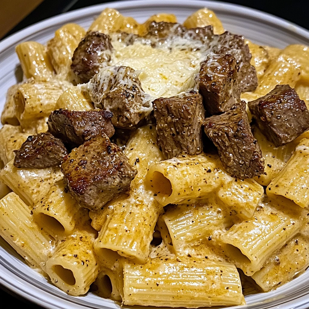 Make Cajun Steak Tips in Cheesy Rigatoni Parmesan Sauce Tonight! 4 Cajun Steak Tips in Cheesy Rigatoni Parmesan Sauce 30 Minutes Ultimate Delicious