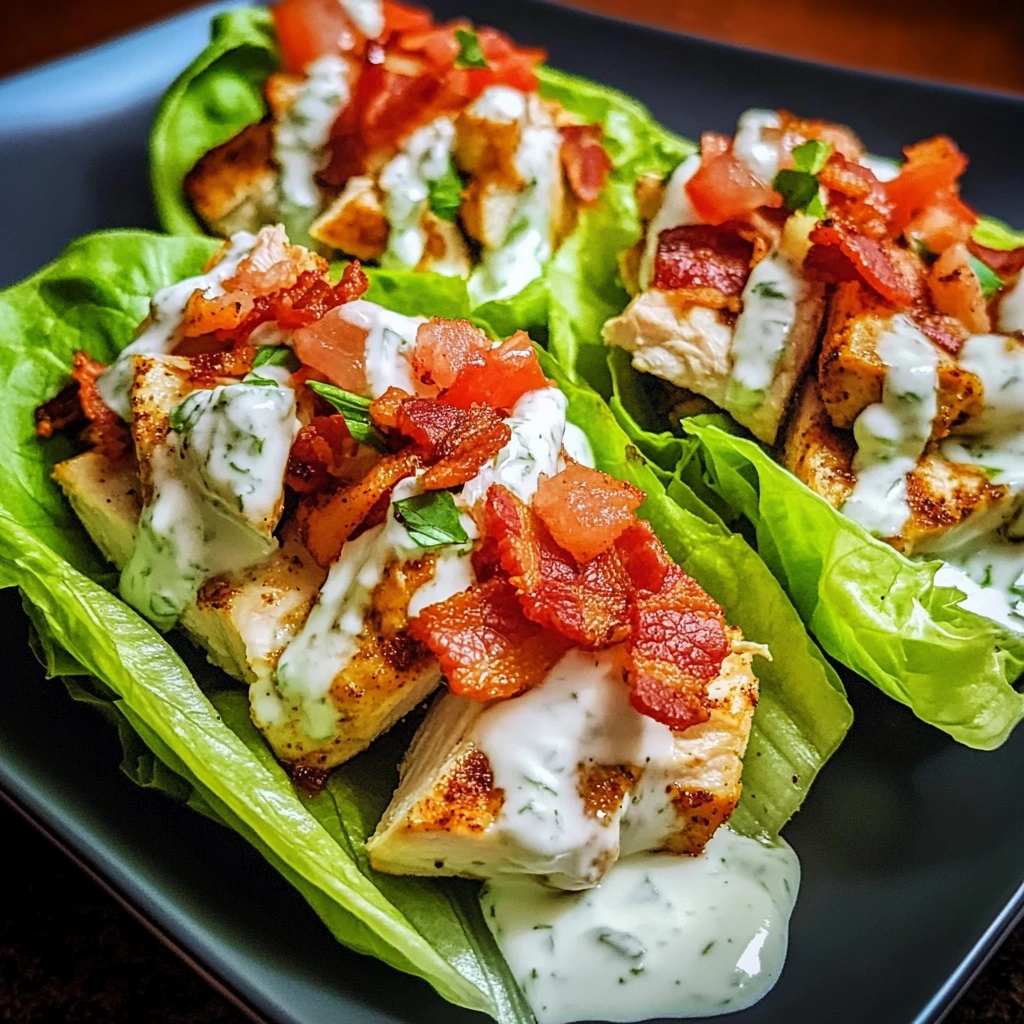 Discover the Joy of Chicken Bacon Ranch Lettuce Boats Today! 4 Chicken Bacon Ranch Lettuce Boats 4 Servings Easy Delicious