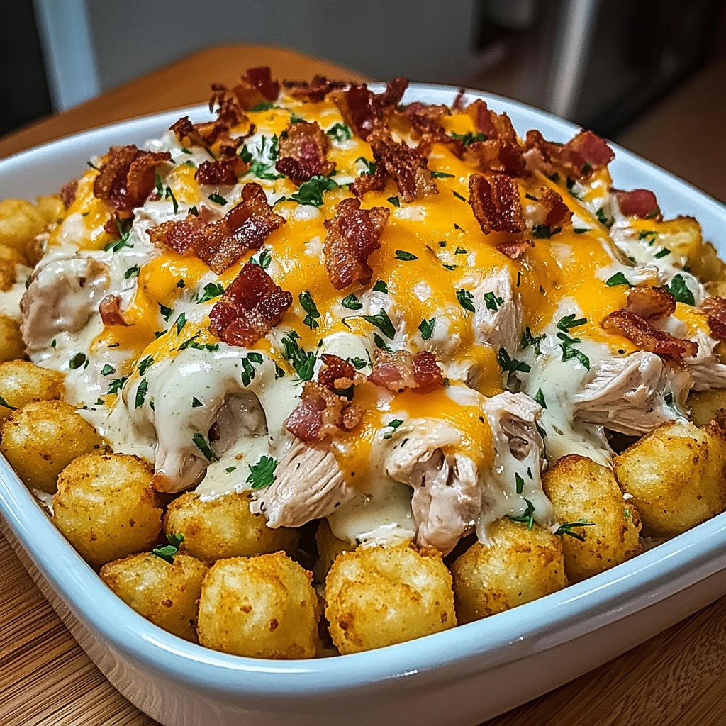 Create a Mouthwatering Chicken Bacon Ranch Tater Tot Casserole Today! 4 Chicken Bacon Ranch Tater Tot Casserole 30 Minutes Easy Delicious