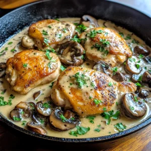 Creamy Mushroom and Chicken Thigh Skillet 30 Minutes Awesome Delicious