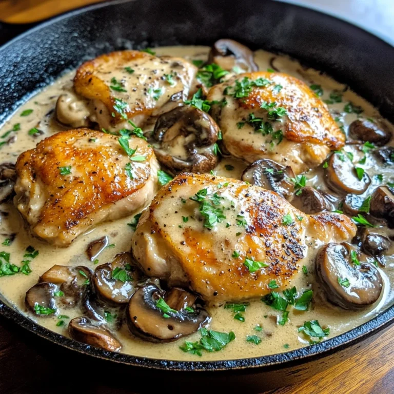 Creamy Mushroom and Chicken Thigh Skillet 30 Minutes Awesome Delicious