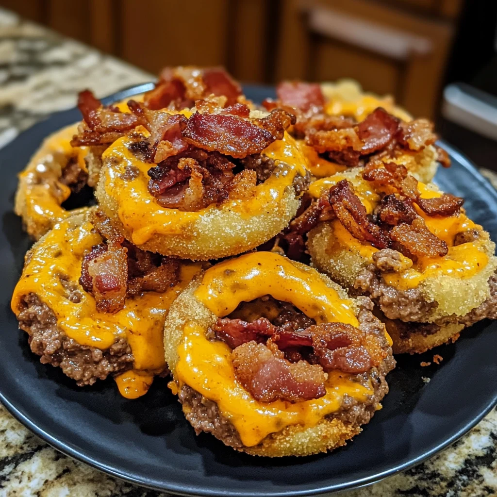 Crispy Bacon Cheeseburger Loaded Onion Ring Bombs 30 Minutes Ultimate Delicious