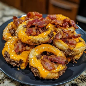 Crispy Bacon Cheeseburger Loaded Onion Ring Bombs 30 Minutes Ultimate Delicious