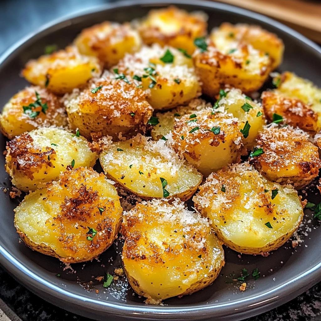 Indulge in Crispy Garlic Parmesan Smashed Potatoes Today! 4 Crispy Garlic Parmesan Smashed Potatoes 30 Minutes Amazing