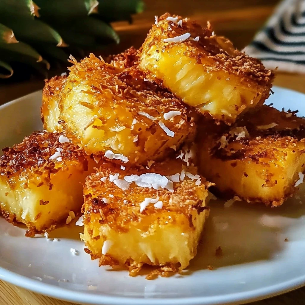 Indulge in Fried Pineapple with Coconut Crust for a Tropical Delight 4 Fried Pineapple with Coconut Crust 4 Ingredients Ultimate Delicious