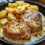Savor Garlic Parmesan Pork Chops with Cheesy Scalloped Potatoes! 5 Garlic Parmesan Pork Chops 4 Servings Ultimate Delicious