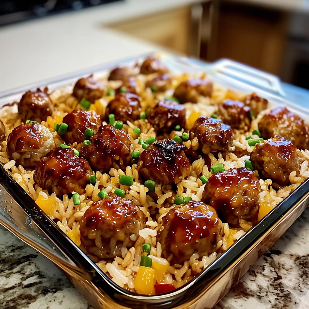 Honey Garlic Meatball Rice Bake 5 Steps Easy Delicious 4 Honey Garlic Meatball Rice Bake 5 Steps Easy Delicious
